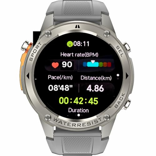GPS Smartwatch Fitness Tracker Heart Rate Monitor Sleep Tracking Bluetooth Calls Altimeter Compass Sports Modes (Black)