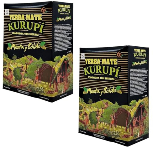 Pack 2 Yerba Mate Kurupí Menta y Boldo 500 g | Total 1 kg | Sabor Refrescante y Digestivo | Yerba Mate Aromatizada Paraguaya | Ideal para Mate y Tereré
