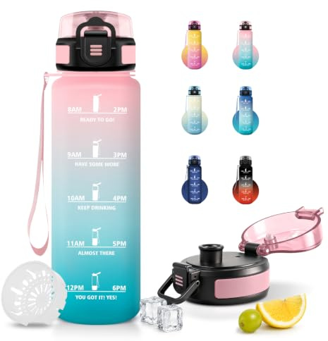 JAPORIA Botella de Agua 500ml, Cantimplora con Filtro, Reutilizable, a Prueba de Fugas, para Bebidas Carbonatadas, Bicicleta, Gimnasio