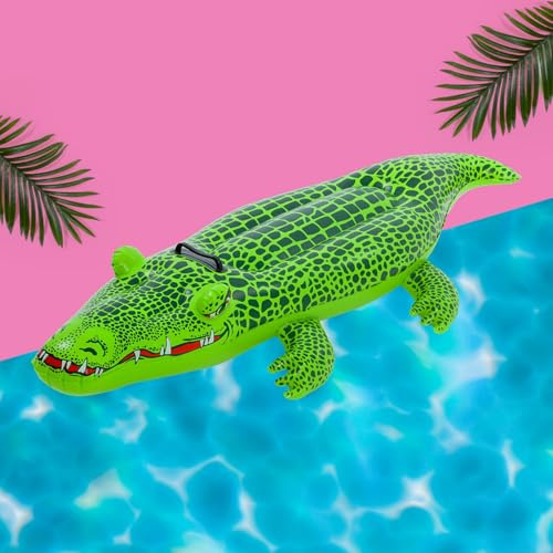 Inflatable Crocodile Lilo Pool Float for Kids | Large Swimming Pool Lounger Raft | Summer Water Float Toy for Pool, Beach & Holiday Fun | 139 x 61cm | Supports up to 45kg