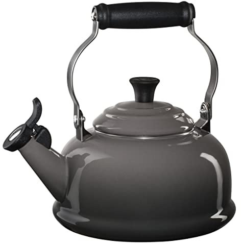 Le Creuset Enamel On Steel Whistling Tea Kettle, 1.7 qt., Oyster/Black Knob