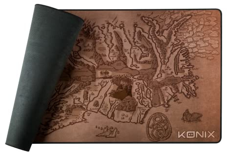 Konix Drakkar Tappetino per mouse gaming Arnafelds XXL 90 x 46 cm - Base antiscivolo in gomma - Design vichingo
