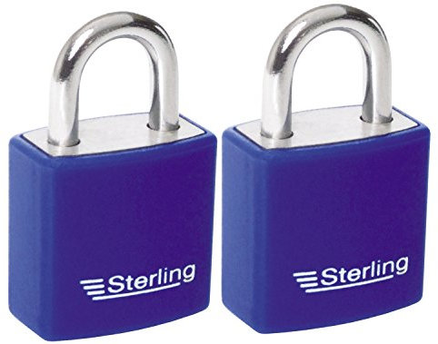 Sterling APL APL442P - Lucchetto in alluminio, 2 x 40 mm, colore: rosso e blu, 40 mm, set da 2 pezzi