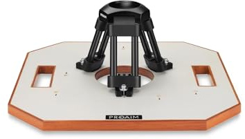 Hi-Hat Proaim 75 mm - rehausse caméra + Porte trépied en Aluminium + Planche de Bois Octogone 39,4 x 39,4 cm | Charge utile jusqu'à 75 kg | pour la Production vidéo de théâtre (HT-BWL75-00) | Se fixe dans les espaces étroits où les trépieds ne passent pas ; au sol, en voiture sur échelles ou pour angles bas partout