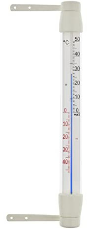 TFA Dostmann Analoges Fensterthermometer, 14.6007, wetterfest, bequemes Ablesen der Außentemperatur, aus Kunststoff, weiß