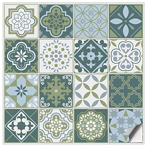 Kiwistar - Set 10 - Autocollants pour carrelage - 33 x 33 cm - Lot de 16 - Bleu foncé Classique - pour la Cuisine, la Salle de Bain, Le dosseret, la Bordure, la rénovation, Le Motif de Carreaux