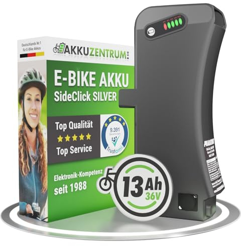 Maratron E-Bike Akku SideClick Silver 36V 13Ah für E-Bikes mit SideClick Akku kompatibel mit Prophete, Zündapp, Kreidler u.a.