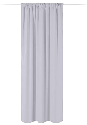 JEMIDI Vorhang blickdicht 140x250cm - Gardine mit Kräuselband Universalband - 100% Polyester Schal lang für Wohnzimmer Schlafzimmer - hellgrau