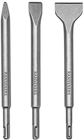 RANSENERS® SDS-Plus Cincel, cincel puntiagudo + cincel plano + cincel espátula, 1 * (Juego de 3 piezas), 25cm, hecho en acero súper endurecido