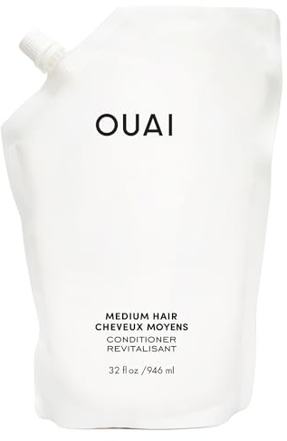 OUAI Medium Conditioner Refill Pouch - Strengthening Keratin, Nourishing Babassu and Coconut Oils & Kumquat Extract for Hydrated, Shiny & Smooth Hair - 32 fl oz