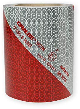 reflecto Kfz-Warnmarkierung als Meterware - linksweisend, 141mm | rot-weiß nach DIN 30710 und selbstklebend – hergestellt aus Orafol ORALITE 5921M