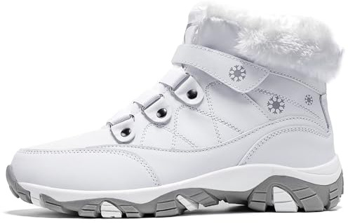 VITIKE Femme Bottes de Randonnée Bottes de Neige,Blanc,38 EU