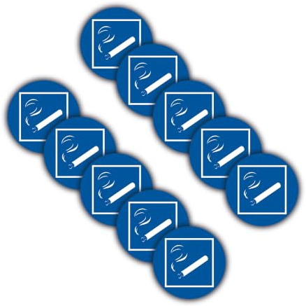 10x Adesivi Area per Fumatori Ø 9,5cm Consentito Fumare Smoking Area Sticker per Uso Interno o Esterno con Protezione UV Resistente alle Intemperie Segnale di Divieto di STROBO