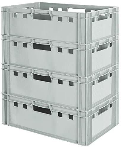 Euro Apilamiento de Plástico Caja Industrial Euro Caja Almacenamiento Eurobox E2 Gris Kingpower, Número:4