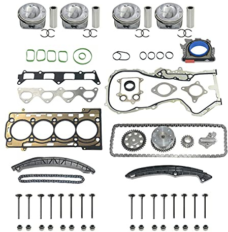 Flynsu Kit de réparation moteur Pistons STD + Kit chaîne de distribution + Joints de culasse de rechange pour A1 A3 1.4 1.6 TSI TFSI Moteur: BMY CAV CAVA CTH