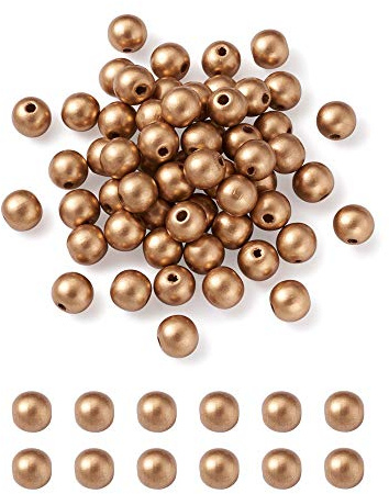 Craftdady 600 Stück 8 mm goldfarbene runde Holzperlen, lose Abstandsperlen, natürliche Holzkugeln für Schmuckherstellung, Makramee-Basteln, Weihnachtsgirlande, Heimdekoration