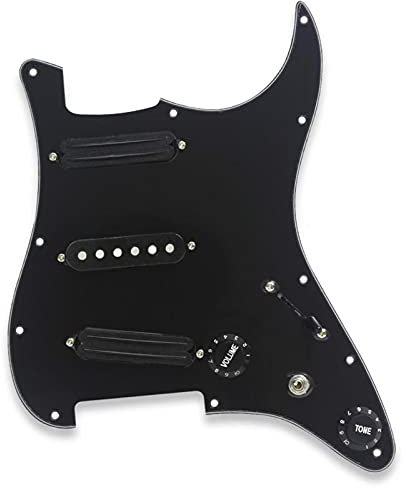 Geladenes Schlagbrett Schwarz SSS. Geladene Gitarre Pickguard Alnico 5 Pickups für Stratocaster-Art-Gitarrenteile Vorverdrahtetes geladenes Schlagbrett