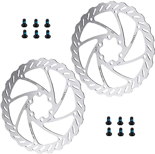 Monsully 2 Pieces Stainless Steel Bicycle Brake Disc, 160 mm Bicycle Disc Brake Rotor Bicycle Disc Brake Rotor Bike Disc Brake Rotors for Road Bike, Mountain Bike