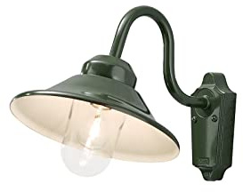 Große LED Außenwandleuchte im Landhausstil aus Aluminium & Klarglas, Grün