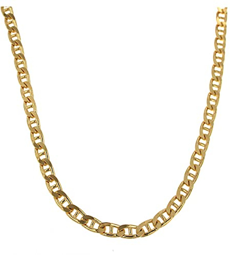 Original italienische Steg-Panzerkette 18kt vergoldet oder Doublé 7mm breit Länge wählbar, Halskette Herren-Kette Damen Geschenk Schmuck ab Fabrik Tendenze-Italy