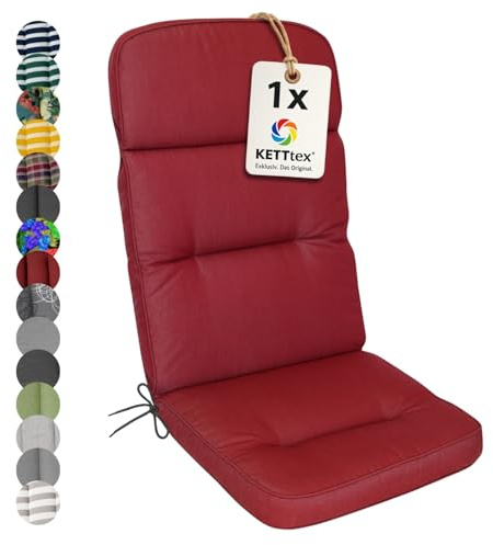KETTtex EXKLUSIV Auflage Hochlehner rubinrot I Gartenstuhl Polster 120x50x7cm I hochwertige & Pflegeleichte Sesselauflage I Wetter- & formbeständige StuhlauflageI KTH3 Sitzauflage