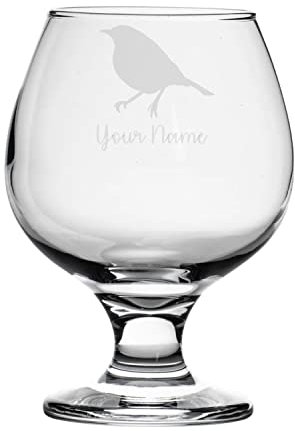 Personalised Robin Engraved Brandy Snifter Glass, Animal Gift for Women, Gift for Men