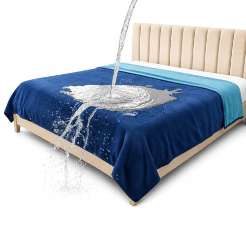 Bedding Aid wasserdichte Decke, Hundedecke Wasserdicht, Flauschig, Katzendecke, Königsblau/Dunkelgrün, Tagesdecke (203x229cm)