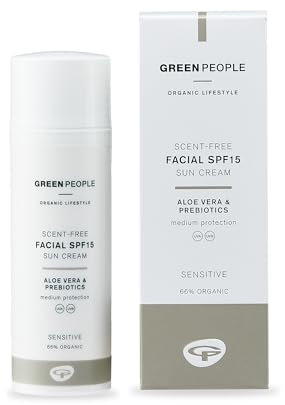 Green People Scent Free Facial SPF15 Sun Cream 50ml | Natural & Organic Sensitive SPF Moisturiser for Combination, Spot-Prone or Sensitive Skin | Paraben Free & Unscented | Cruelty Free & Vegan