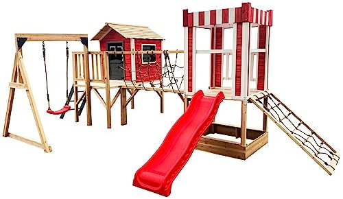 Home Deluxe - Spielpark inkl. Schaukel und Rutsche WUNDERLAND - 555 x 340 cm | Ausstattung inkl. Schaukel
