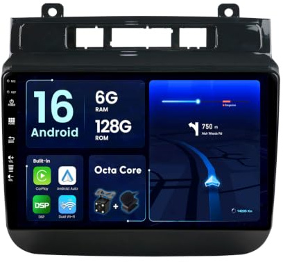 BXLIYER - [8-Core, 6G+128G] - Android 16 IPS Autoradio pour VW Touareg FL NF (2011-2017) - sans Fil Carplay + Android Auto - LED Caméra + MIC - 2 Din 9 Pouce -DSP Dab Volant WLAN 360-Caméra Fast-Boot