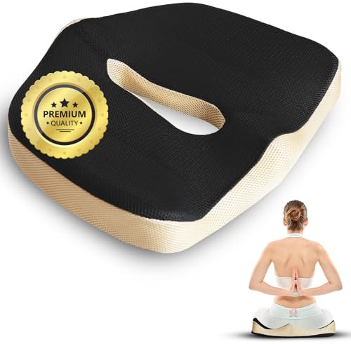 OrtoPrime Cojín Antiescaras Viscoelástico para Coxis ORTOPÉDICO Cojín Silla Oficina y Hogar - Cojines Viscoelásticos Confort Cojín para Silla de Ruedas Viscoelástico - Cojín VISCOELÁSTICO Antiescaras