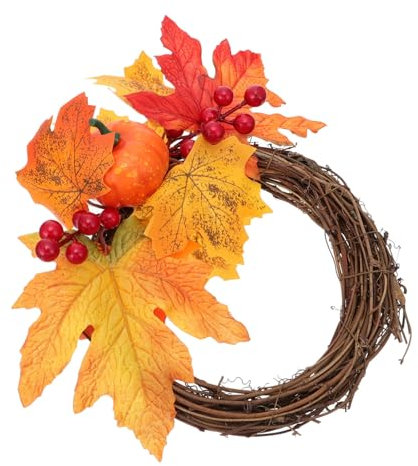 GOOHOCHY Künstlicher Herbstkranz Mit Ahornblättern Und Kürbis Dekoration Für Halloween Und Erntedankfest Wreath Für Innen Und Außeneinsatz Stilvoller Wand Und Türschmuck