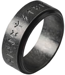 VELESAY Edelstahl Viking Herren Ring Wikinger Nordische Mythologie Ring Männer Frauen Viking Rune Ring Punk Biker Gothic Vintage Ring Viking Schmuck