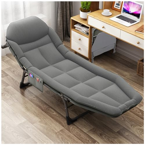 NNSMUN Sonnenliege Liegestuhl Klappbar Relax-Liegestuhl gartenliege wetterfest Patio Liegen mit Getränkehalter und Kopfpolster, Terrasse Balkon Garten, Unterstützung 150kg (Hellgrau,200x60x30cm)