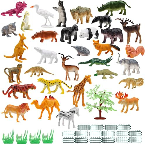 Kleine Tiere Figuren,Safari Tiere Figuren,53 Stück Tierfiguren Set,Tierfiguren für Kinder
