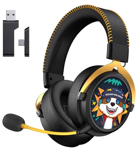 KAPEYDESI Casque Gaming sans Fil pour PC/PS5/PS4/Switch/Mac, Transmetteur USB Type-C & Type-A, Casque Gaming Bluetooth avec Microphone À Réduction De Bruit, Bluetooth 5.3, Autonomie De 70H+ - Noir