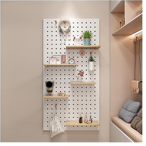 Panneaux d'organisation muraux en Panneau perforé pour Chambre à Coucher, Bureau, Salle de Bain, Affichage Mural, Rangement, système d'étagères modulaires, kit de Panneaux perforés pour Mont