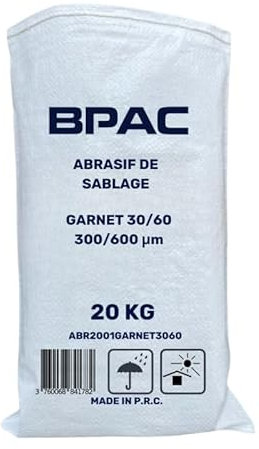 BPAC Abrasif Garnet 30/60 - Abrasif pour Sableuse Mobile - Sac de 20 KG