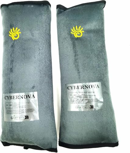 Asiento de vehículo Coche del arnés del cinturón de hombro del cojín de cubierta del amortiguador de soporte de la cabeza de cabrito del niño,2pcs (gris+gris)
