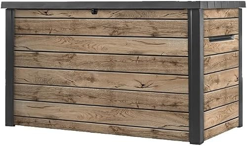 Keter Gartenbox Ontario 870L | 147x83x86 cm | Kunststoff in Holzoptik | Deckel mit Gasdruckfedern | Abschließbar