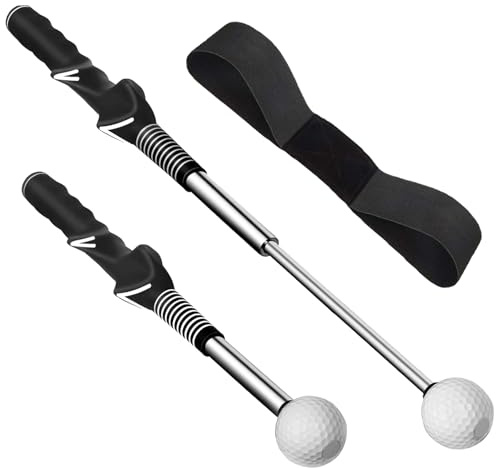 Wuandjun Golf Swing Trainer - Adjustable Golf Training Aid with Arm Band for Posture Correction, Strength and Rhythm Flexibility Training, Swing Correction Practice, Slicing, Teeing Off, Hitting