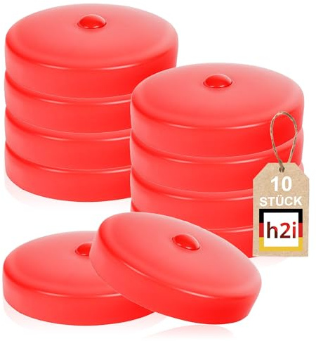 h2i Pfostenkappe | Kunststoff Rot | Ø 121 mm | 10 Stück | Runde Abdeckkappe für Garten Holzpfosten Pfostenträger & Zaunpfosten in Pyramidenform | Wetterschutz für Holz-Balken & Pfosten