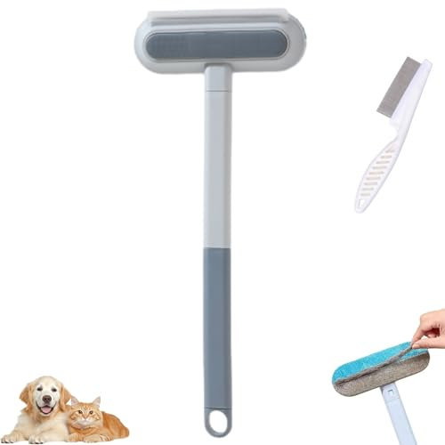 Brosse 3 En 1 Pour éliminer Les Poils D'animaux, Chats Et Chiens, Pour Meubles, Balai Et Râteau Réutilisable à Long Manche Pour Tapis, Lits, Canapés Et Rideaux (Bleu*1)