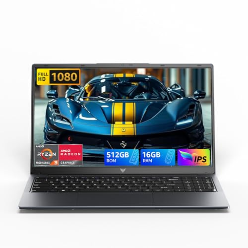 Tivique 2026 Ordinateur Portable 15,6 avec Ryzen 4300U jusqu'à 3,7GHz (Défaite Core i5-8210Y), 16GB RAM DDR4*2 + 512GB SSD M.2 avec 11 Pro Préinstallé, FHD,BT5.2,USB3.2,Type-C, 54,7Wh PC Portable