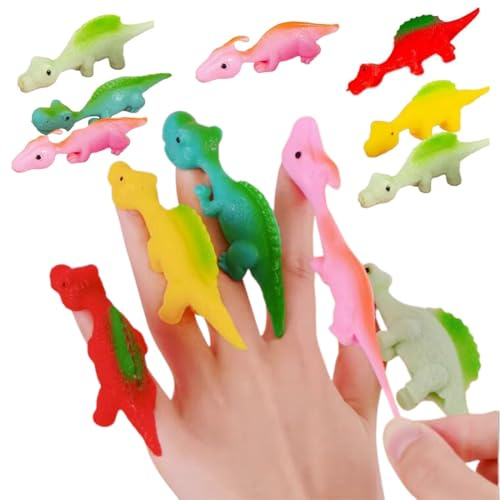 Dinosaurier-Fingerspielzeug, 20 Stück, Dinosaurier Schleuder Spielzeug, Slingshot Dinosaur Finger Toys, Lustige Fliegende Dinosaurier Schleuder Spielzeug, Dinosaurier Partyspielzeug für Kinder