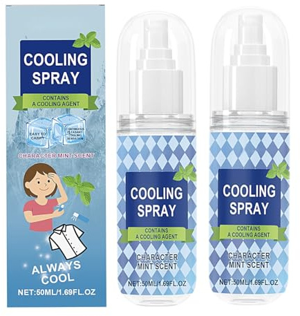 Spray rinfrescante per viso e corpo | 2x50ml Nebulizzazione rinfrescante istantaneo | Nebulizzazione fredda portatile con estratto menta naturale | Cooling Spray per viaggi, ciclismo & aperto