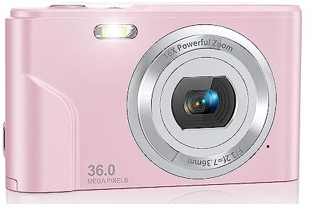 ZGJIAJU Fotocamera Digitale Vlogging Fotocamera Zoom Schermo LCD Mini Fotocamere Portatili compatte for Studenti, Adolescenti(Pink)