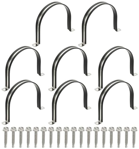 PATIKIL 8 Stück Rohrschellen 4-3/4 Zoll 304 Edelstahl Gummigepolsterte U-Schellen Kabelhalter Rohrhalter Mit Sechskantschrauben Für Schlauch Kabel Installation 120mm