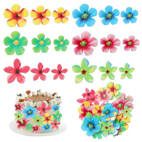 70 Pcs Edible Flowers for Cakes - Edible Cake Decorations, Edible Flowers Cake Decorations, Wafer Paper Butterflies Cupcake Toppers for Wedding Birthday Baby Shower