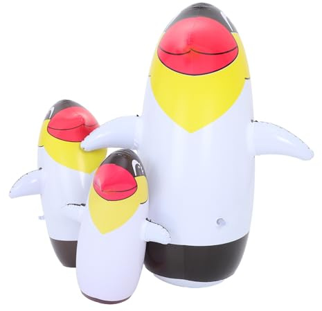 SOLUSTRE 3pcs Inflatable Penguin Tumbler for Interactive Animal Figures with Base Outdoor Garden Decorations for Summer Parties and S Play Activities